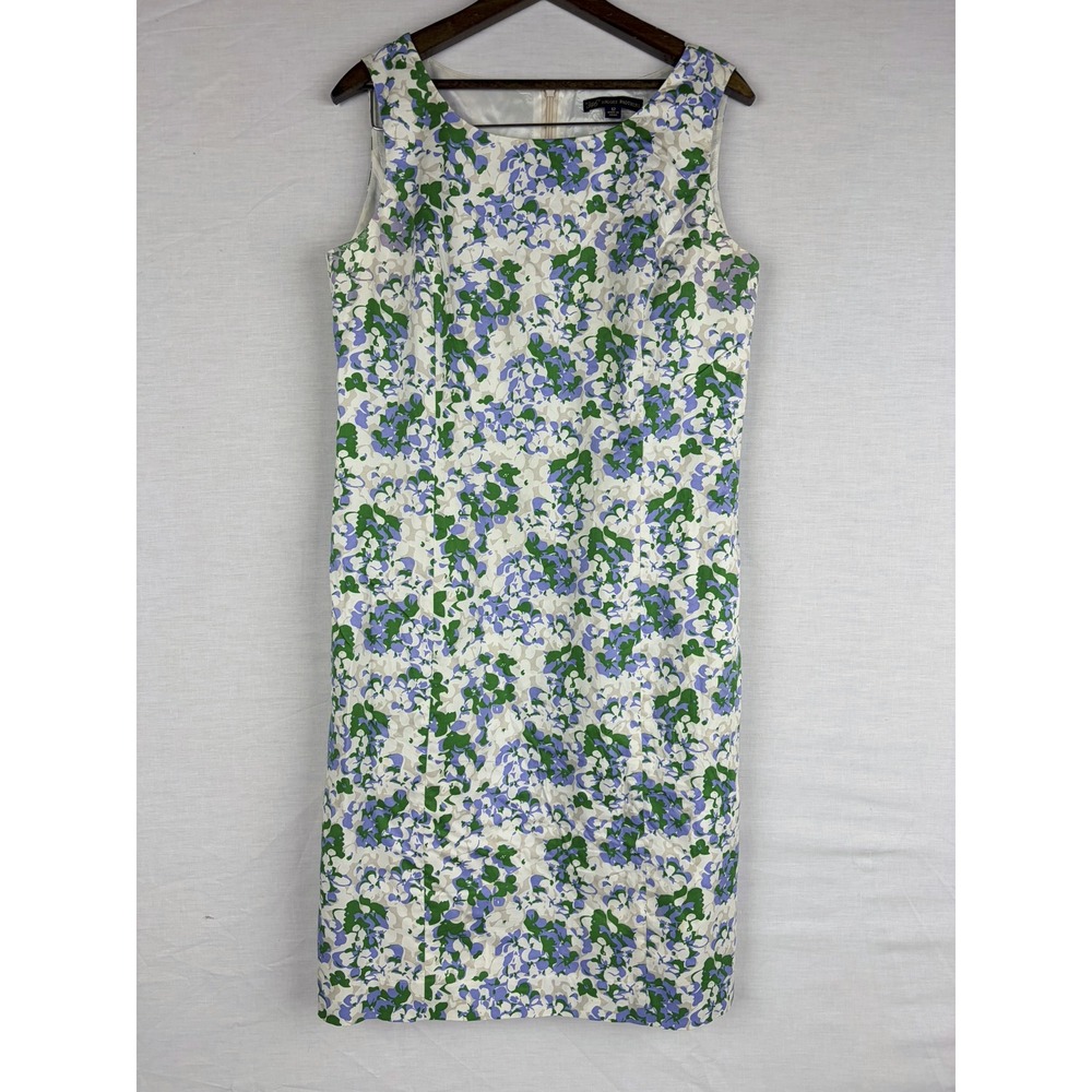 Brooks Brothers 346 Womens Floral Sleeveless Sheath Dress Green Purple Size 12 - Picture 3 of 9